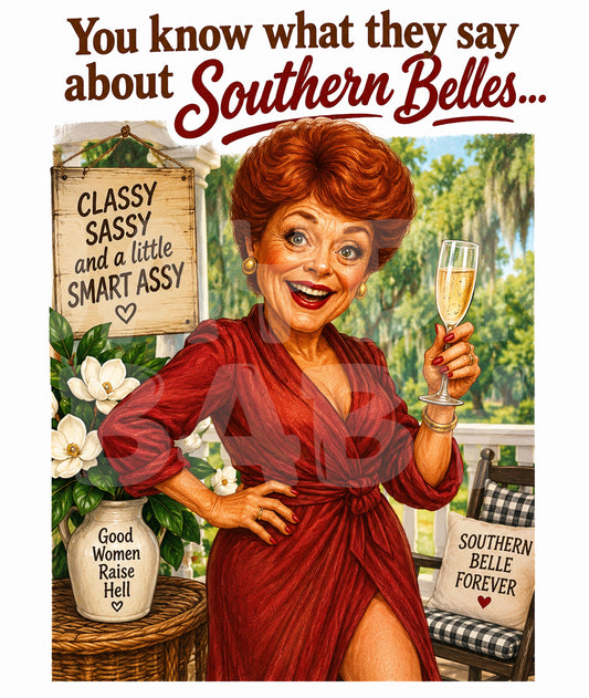 Funny Southern Belle Card – Retro Sass Birthday Card for Her, Champagne Humor