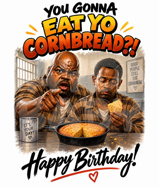 Funny Prison Birthday Card – Cornbread Joke, Adult Humor Gift for Him