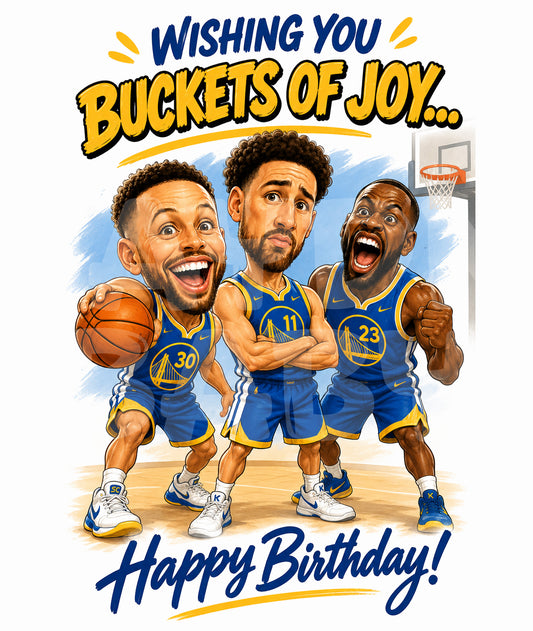 Funny Basketball Birthday Card – Buckets of Joy Greeting, Hoops-Themed Party Card for Him or Her