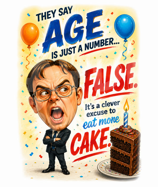 Funny Birthday Card for Him or Her – Cake Excuse Birthday Humor – Hilarious Printed Card with Yelling Face – Sarcastic Age Joke