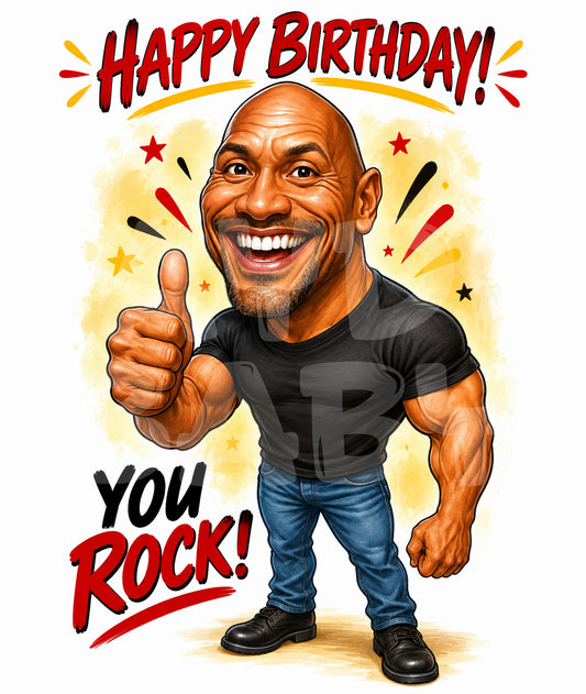 Funny Love Card – “You Are My Rock” Parody – Bold Caricature Greeting for Him or Her – Hilarious Romantic Card with Muscles and Sass