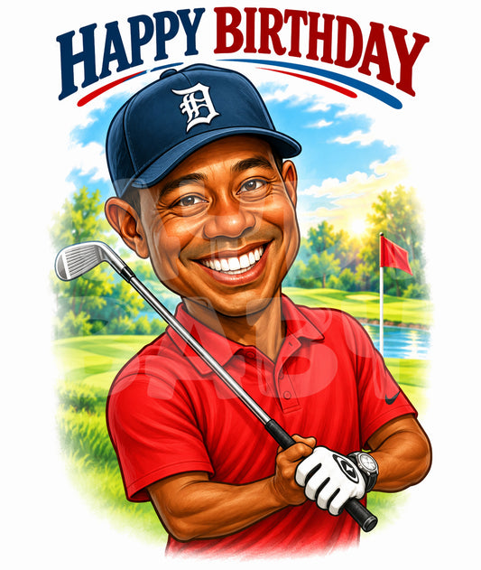 Funny Golfer Birthday Card – Parody Golf Humor – Red Shirt Golf Swing Card for Him or Her