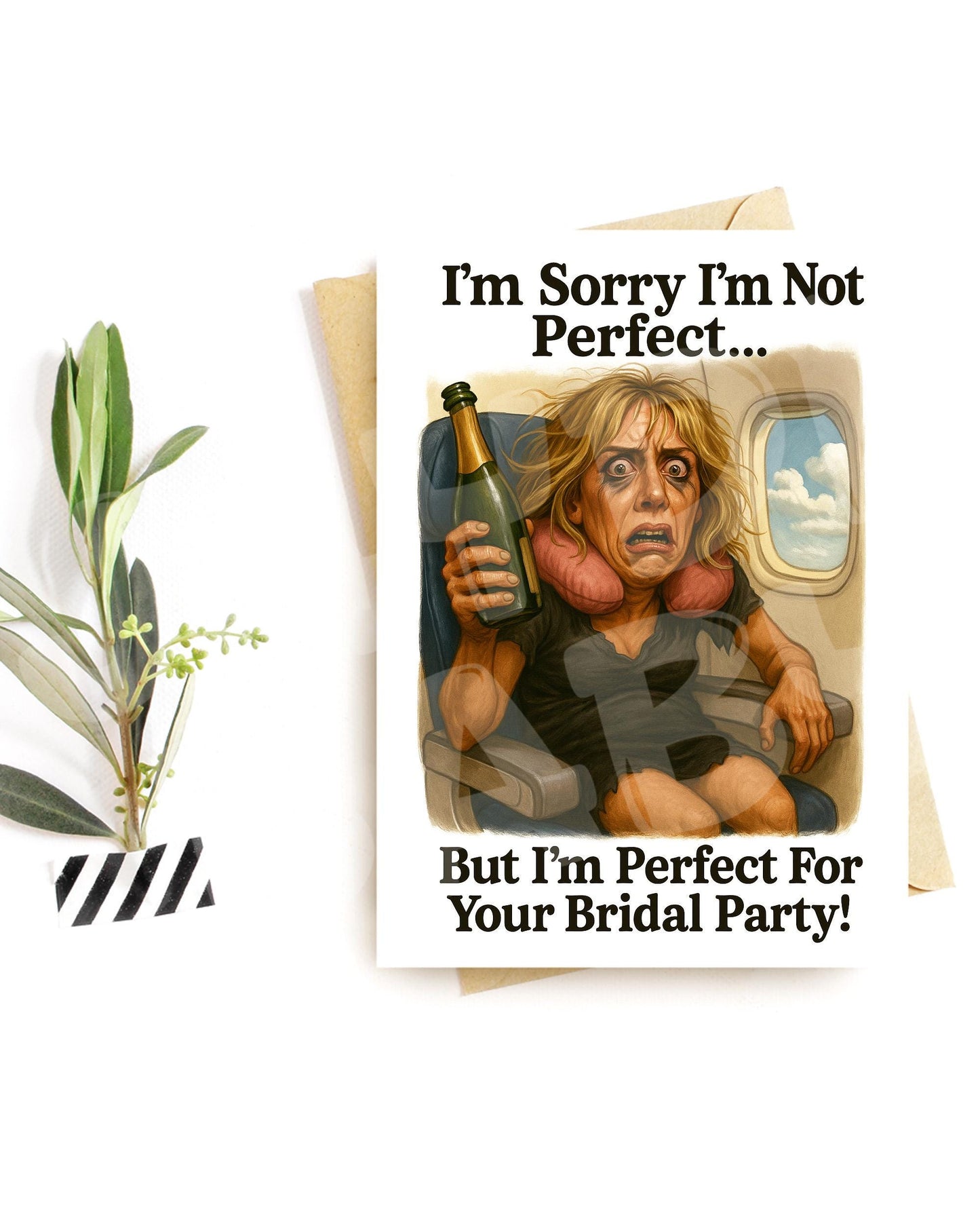 Funny Bridesmaid Proposal Card – “I’m Sorry I’m Not Perfect” Parody – Bold Caricature Greeting for Her – Wild Bridal Party Humor