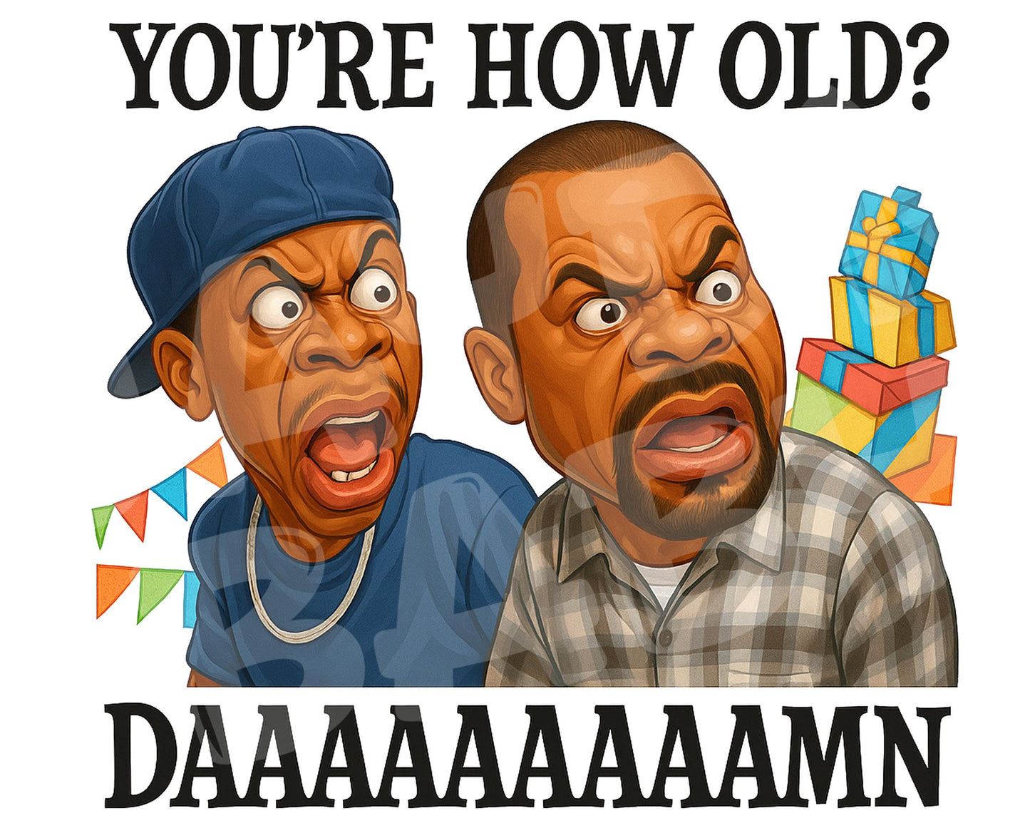 Funny Friday Birthday Card | You’re How Old? Daaaaaamn! | Hip Hop Movie Parody Card for Him or Her | Ice Meme Card | 90s Classic