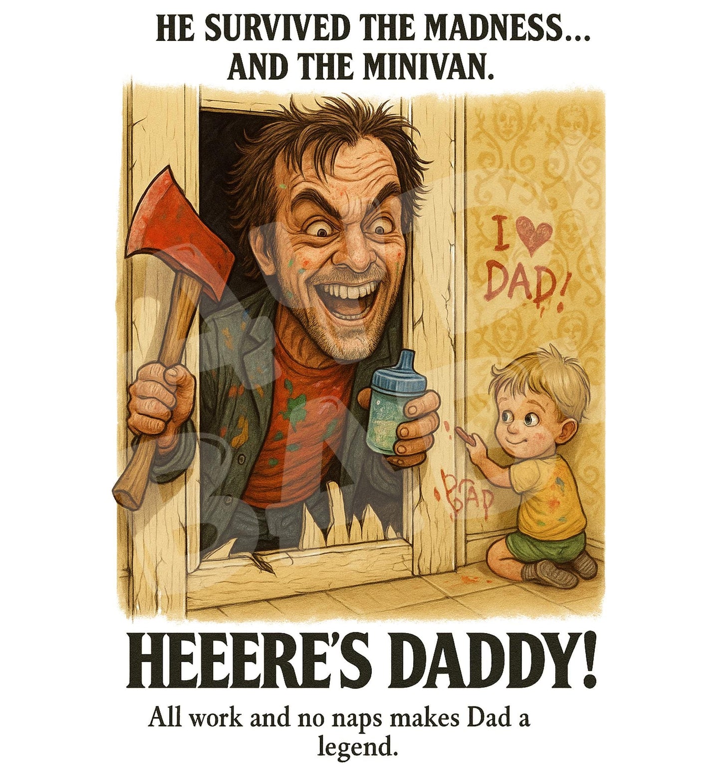 Funny Father’s Day Card from Kids – Parody Horror Dad Card – Heeere’s Daddy Humor Card