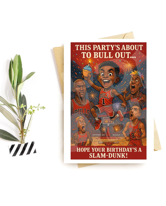 Funny Basketball Birthday Card – “Another Year Older?!” Parody – Bold Caricature Greeting for Him – Court Game Roast with Attitude