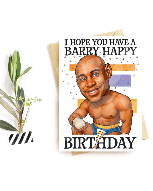 Funny Barry Birthday Card – “Barry Happy Birthday” Parody – Hilarious Fighter-Inspired Greeting for Him – Bold and Bizarre Humor
