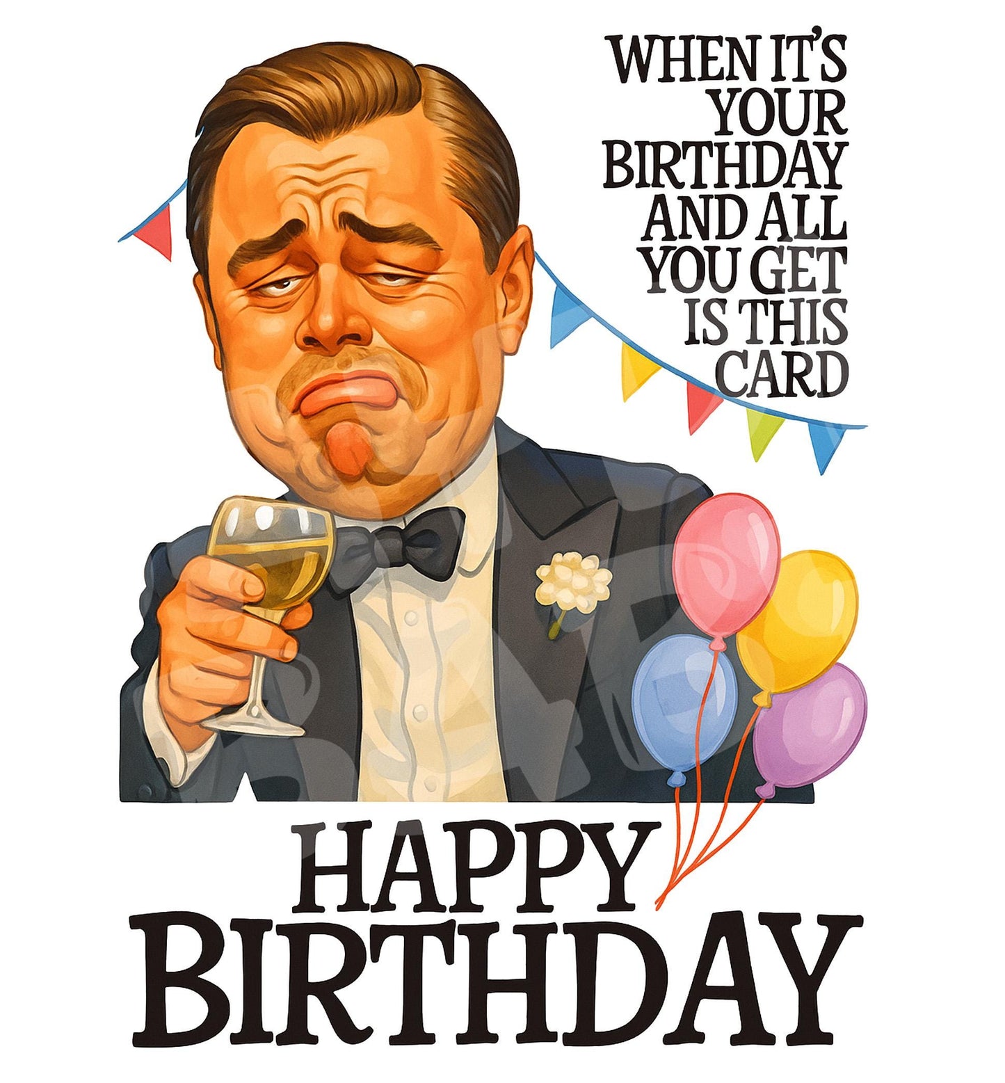 Funny Birthday Card for Him or Her – All You Got Is This Card – Sarcastic Pop Culture Parody – Hilarious Wine Toast Humor