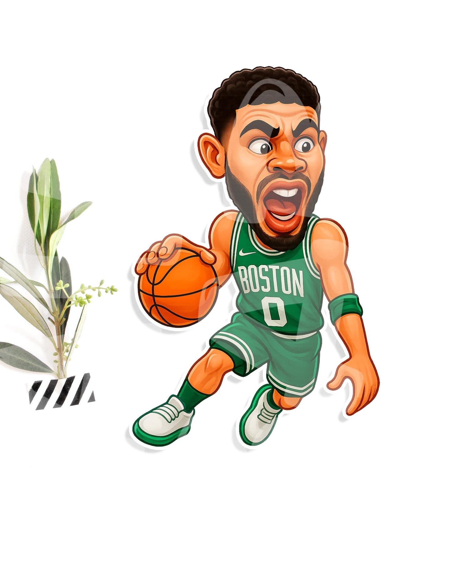 Funny Basketball Sticker 5-Pack – Boston Parody Players – Hilarious Hooper Gift – Hand-Drawn Caricature Set