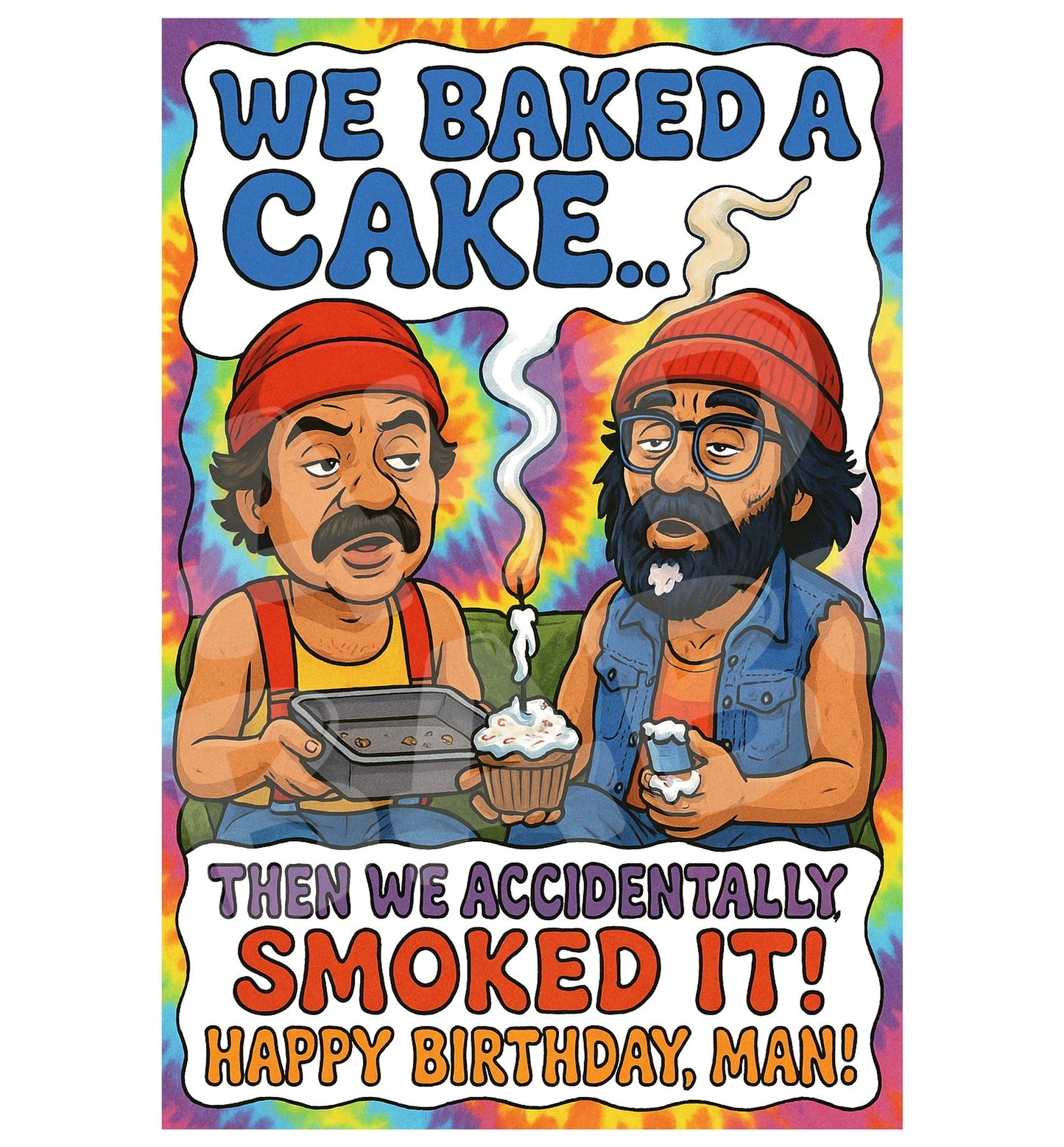 Funny Stoner Birthday Card – We Baked a Cake Parody, Weed Humor Greeting for Him, Trippy Adult Birthday Card