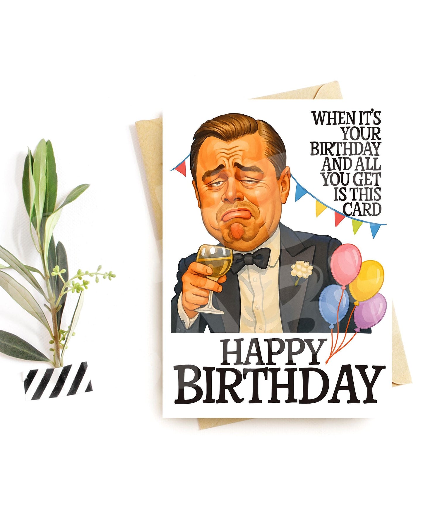 Funny Birthday Card for Him or Her – All You Got Is This Card – Sarcastic Pop Culture Parody – Hilarious Wine Toast Humor