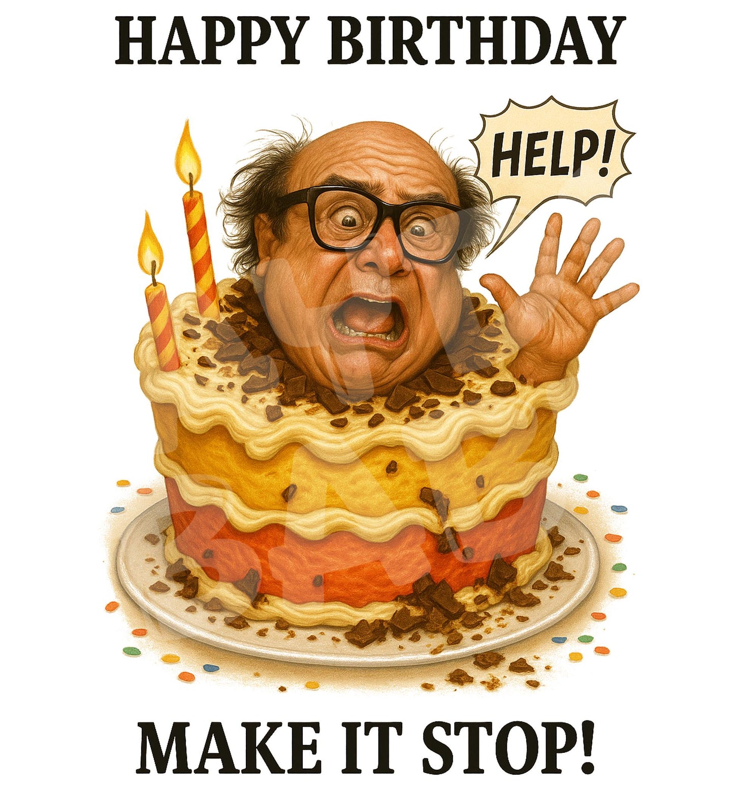 Funny Birthday Card β Screaming Cake Chaos β Hilarious Over-the-Top Humor β Sarcastic Aging Joke β Meltdown Celebration Card