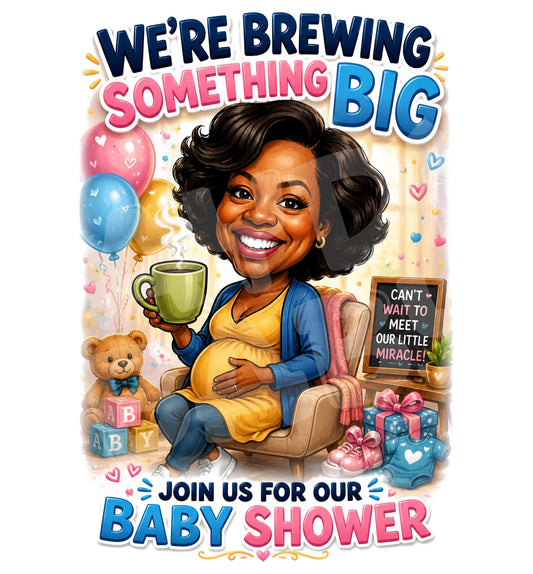 Funny Baby Shower Invitation – Brewing Something Big, Coffee Theme for Mom to Be