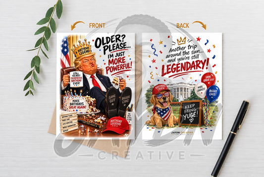 Funny Trump Birthday Legend Parody Card - back design