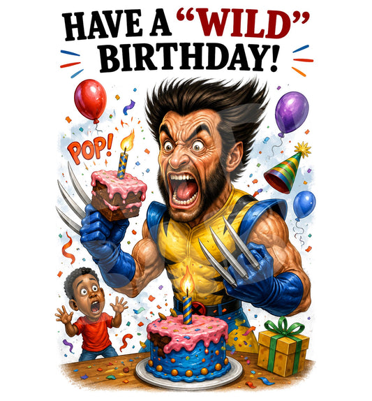 Have a Wild Birthday Superhero Card - close up