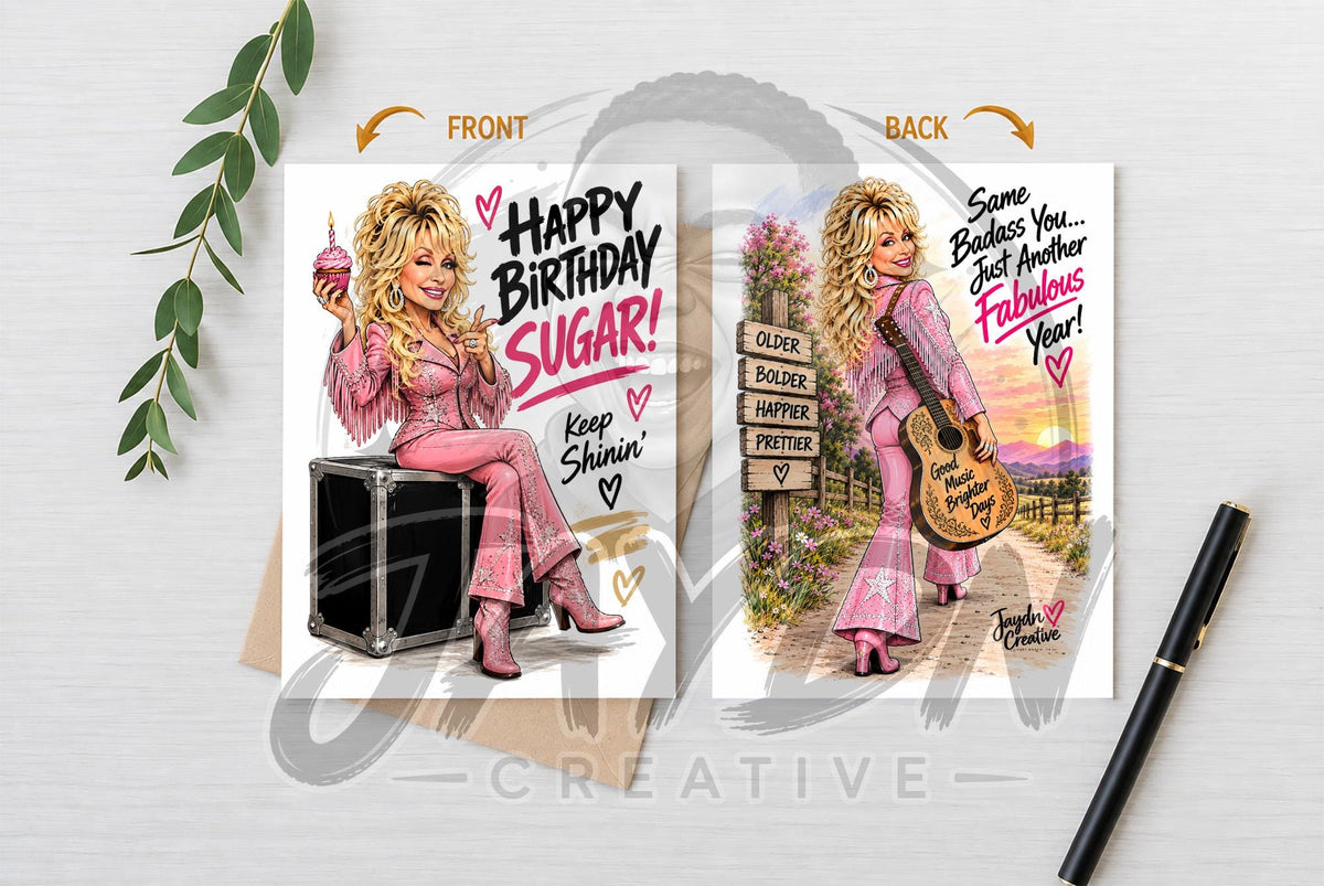 Funny Country Birthday Card for Her - back design