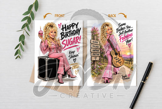 Funny Country Birthday Card for Her - back design