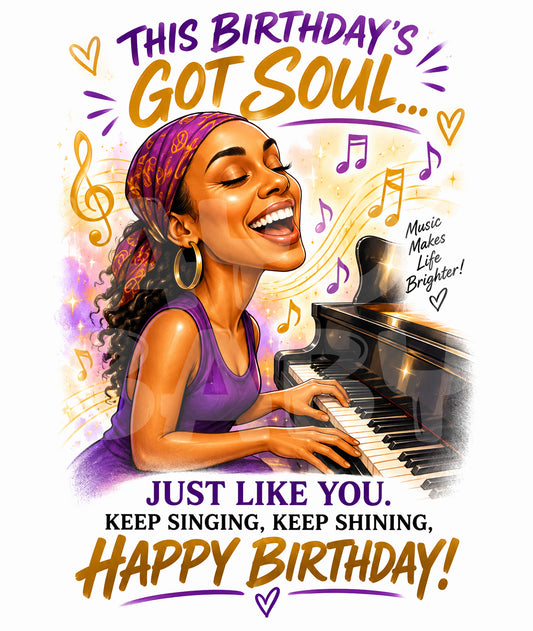 Soulful Birthday Card for Her | Keep Singing Keep Shining Greeting | Musical Celebration Card | Confident Uplifting Card