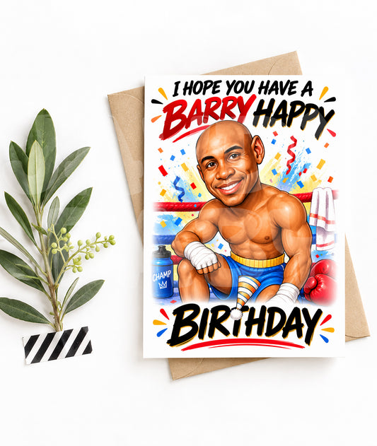 Funny Barry Birthday Card – “Barry Happy Birthday” Parody – Hilarious Fighter-Inspired Greeting for Him – Bold and Bizarre Humor