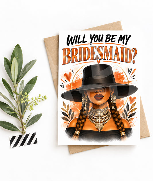 Funny Bridesmaid Proposal Card – Will You BEY My Bridesmaid – Queen-Inspired Invite