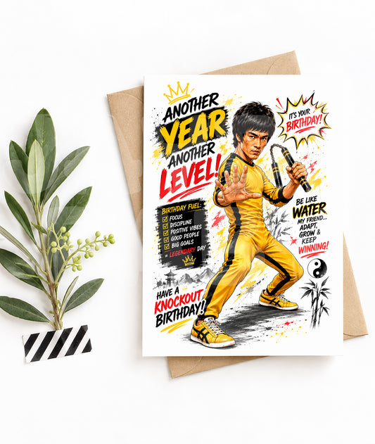 Martial Arts Birthday Card for Him – Funny Fighter Motivation, Another Year Another Level