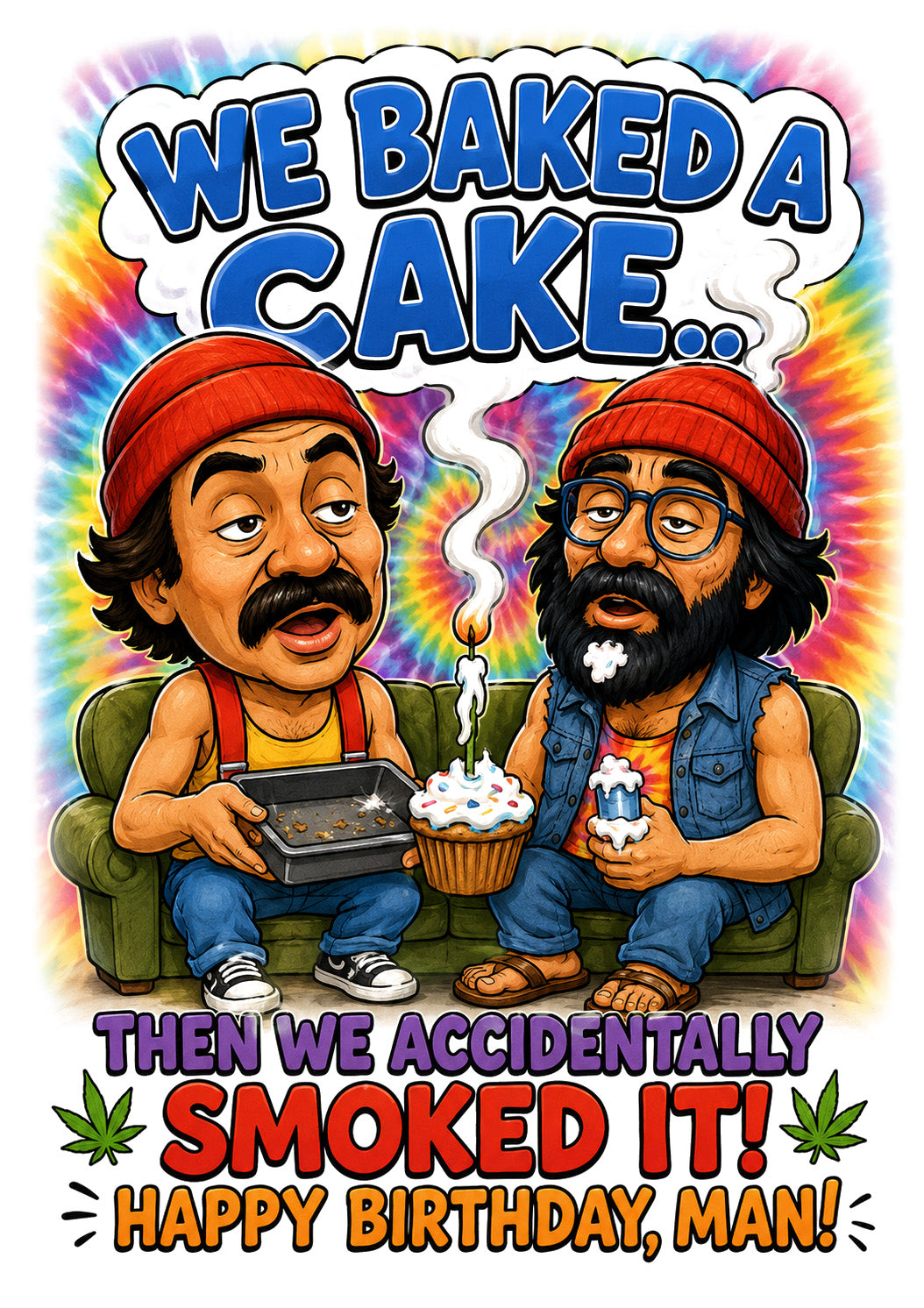 Funny Stoner Birthday Card – Baked Cake Parody – Retro Humor for Him