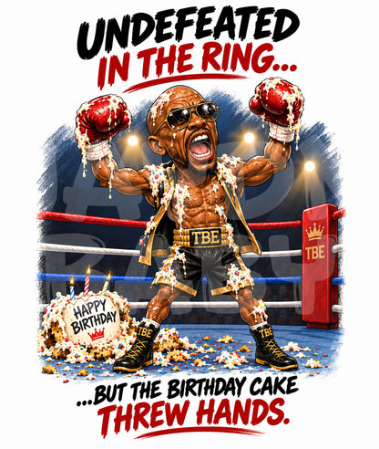 Funny Birthday Card for Him – Boxing Ring Cake Fight – Parody Knockout Humor – Sarcastic Party Chaos – Hilarious Card for Men