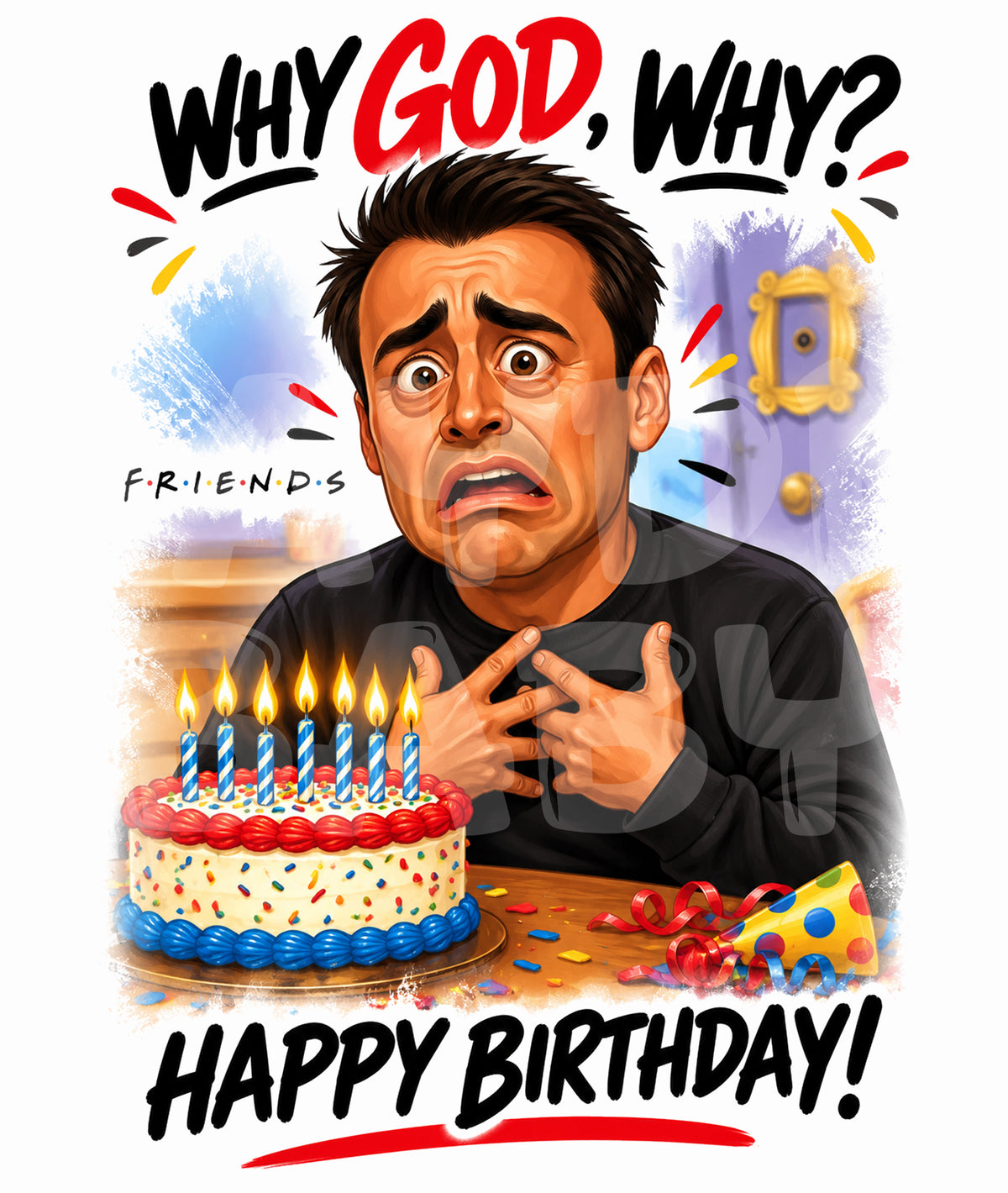 Funny Birthday Card – “Why God, Why?” Parody – Hilarious Aging Meltdown Greeting – Dramatic TV-Inspired Card for Friends or Coworkers