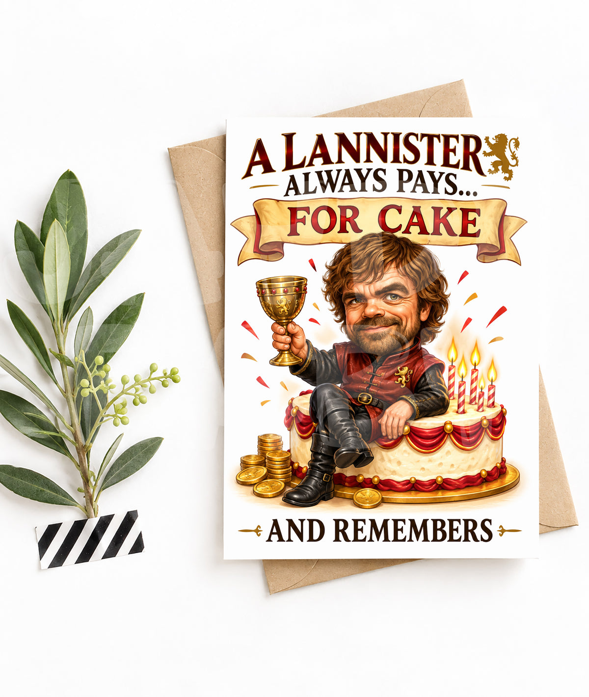 Funny Birthday Card – Lannister Cake Parody – A Lannister Always Pays for Cake