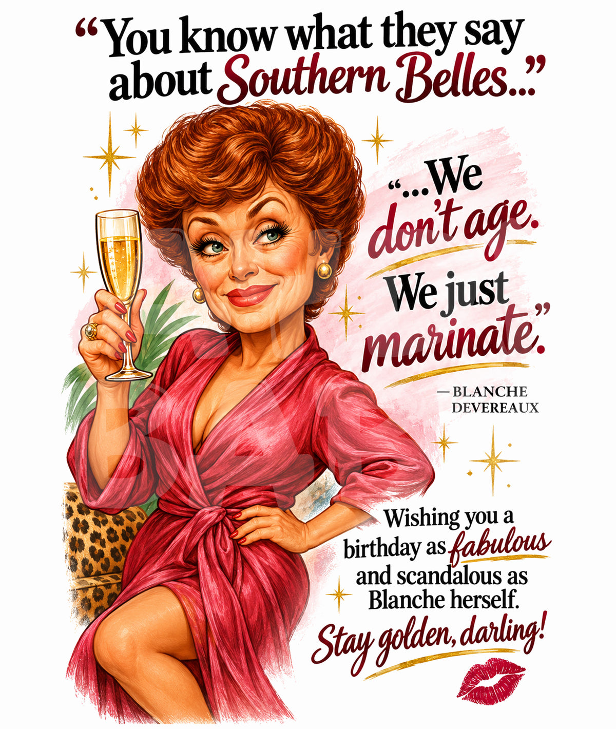 Funny Southern Birthday Card for Her – Southern Belle Humor, Sassy Woman Gift