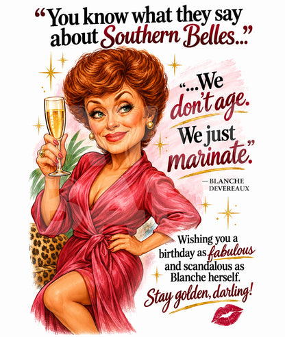 Funny Southern Birthday Card for Her – Southern Belle Humor, Sassy Woman Gift