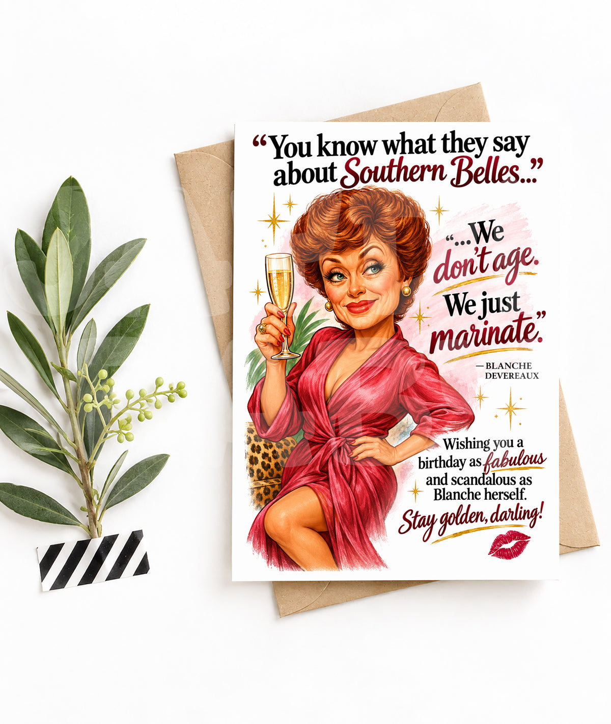Funny Southern Birthday Card for Her – Southern Belle Humor, Sassy Woman Gift