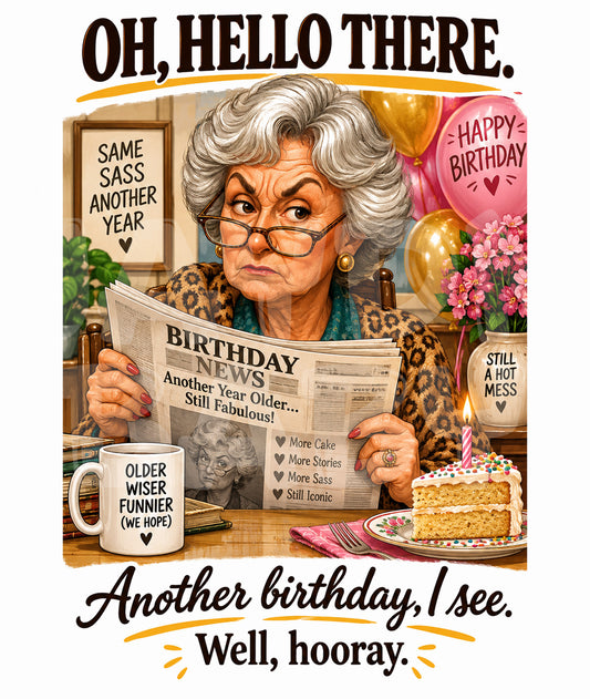Sarcastic Birthday Card for Her – Funny Grumpy Lady Greeting, Retro Sass Humor for Friends or Family