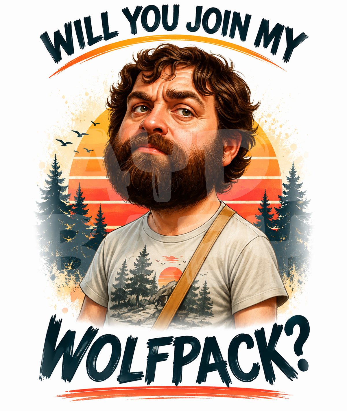 Funny Wolfpack Proposal Card – Will You Join My Wolfpack? – Bold Caricature Invite – Hilarious Best Man or Groomsman Card for Him