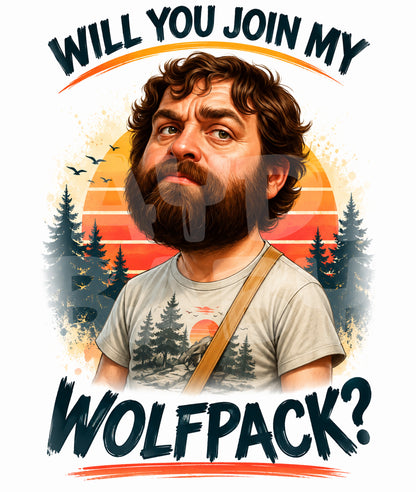 Funny Wolfpack Proposal Card – Will You Join My Wolfpack? – Bold Caricature Invite – Hilarious Best Man or Groomsman Card for Him