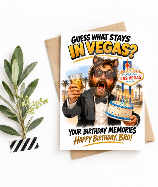 Funny Vegas Birthday Card for Him – Wild Party Humor
