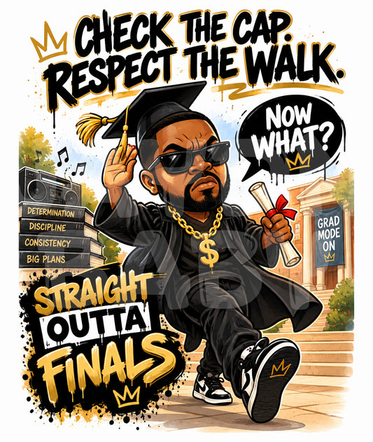 Funny Graduation Card for Him or Her | Straight Outta Finals | Parody Grad Card with Cap & Gown | Rapper-Inspired Grad Card