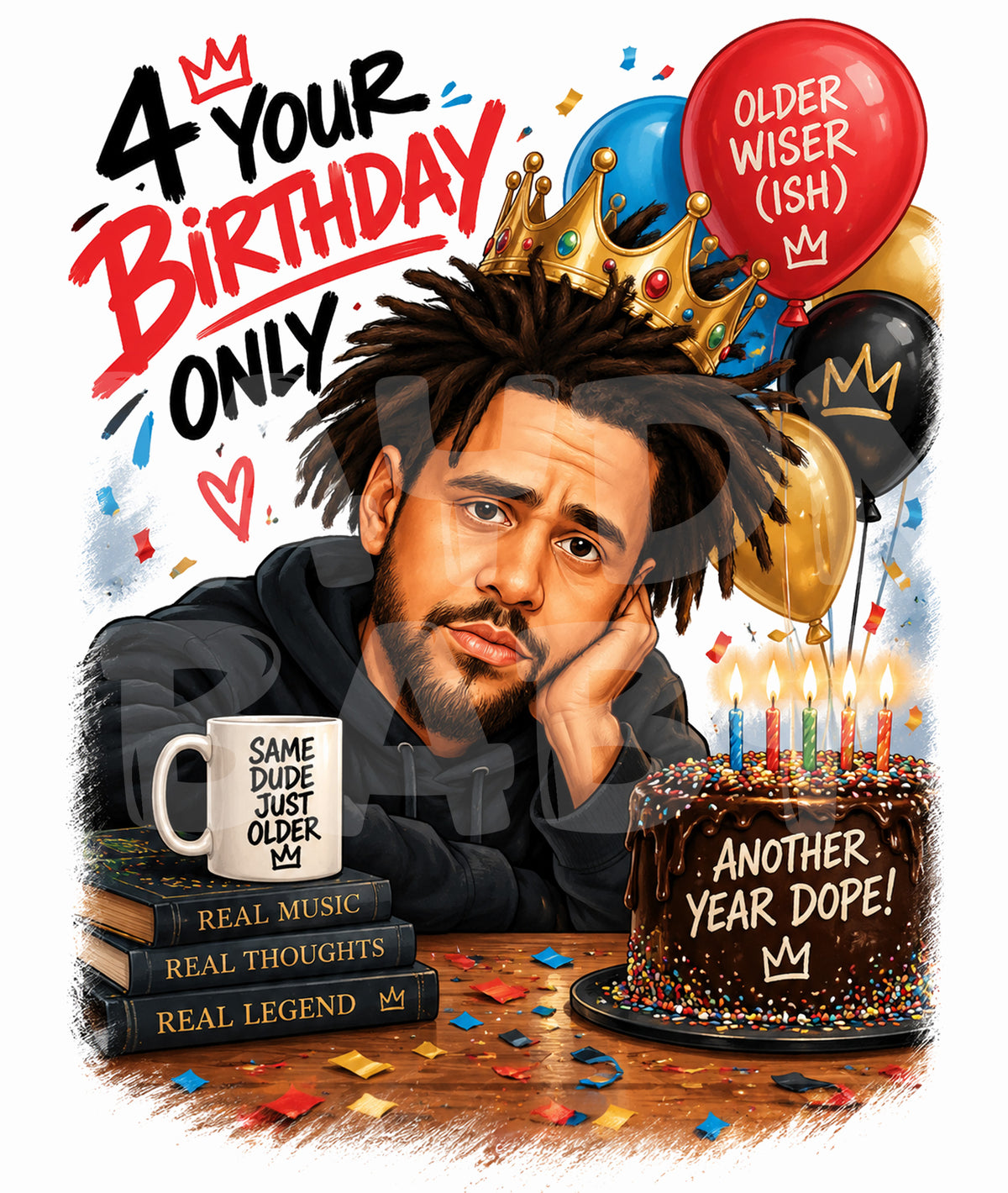 Funny Rap Birthday Card – “4 Your Birthday Only” Parody – Sad Rapper Vibe Card for Him or Her