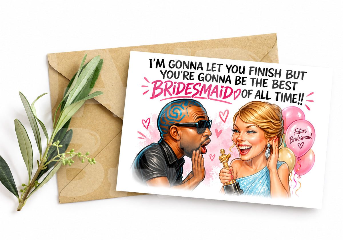 Funny Bridesmaid Proposal Card – Meme Style Invite – Pop Culture Parody for Maid of Honor or Bestie – Hilarious Wedding Card