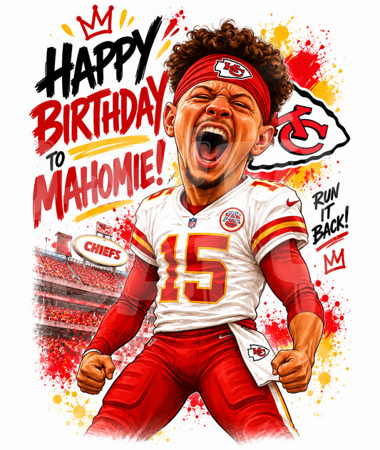 Funny “Happy Birthday to Mahomie” Card – Football-Inspired Parody – Hilarious Caricature Greeting for Sports Fans