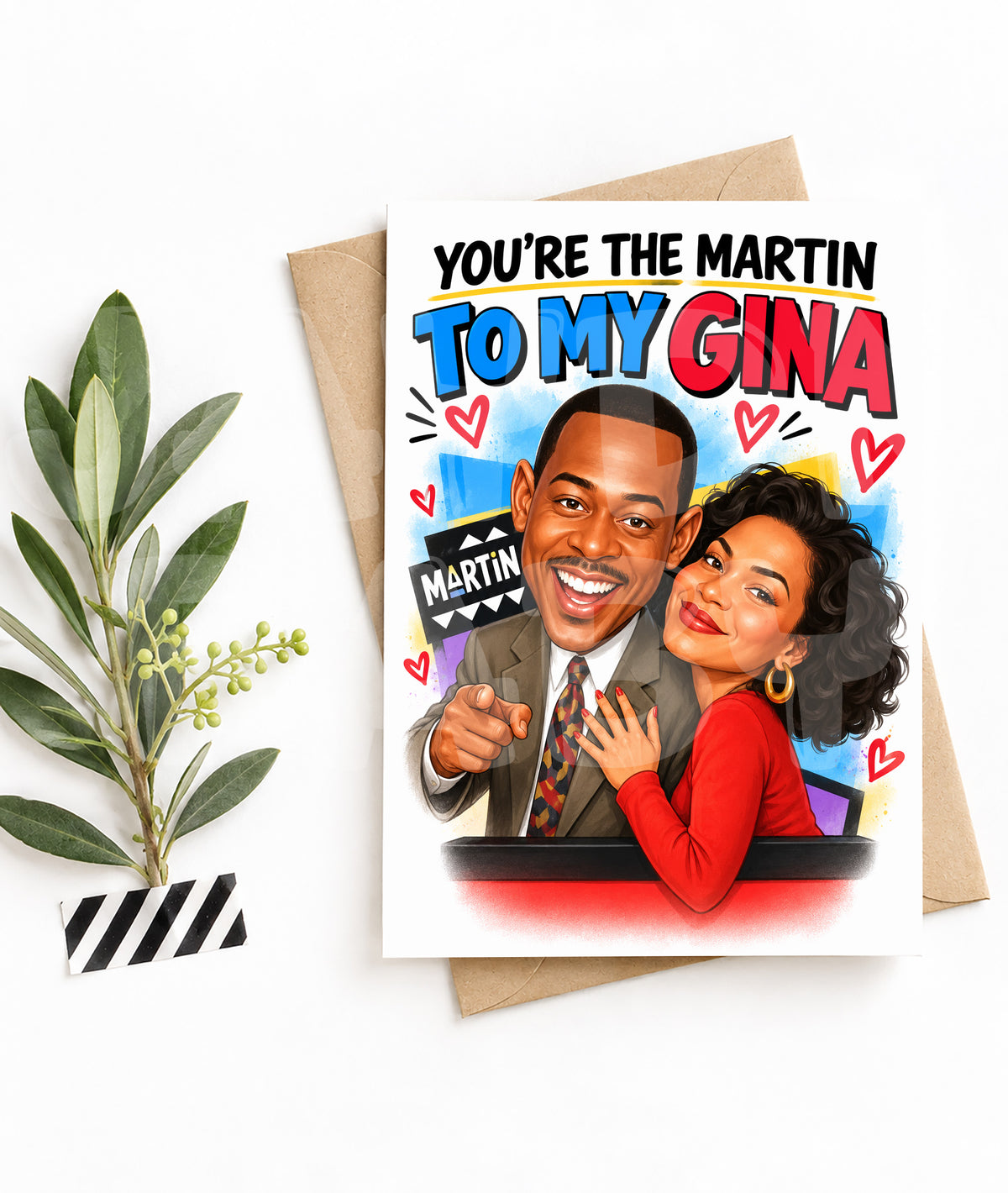 Funny Couple Birthday Card – You’re the Martin to My Gina – Romantic Retro TV Parody
