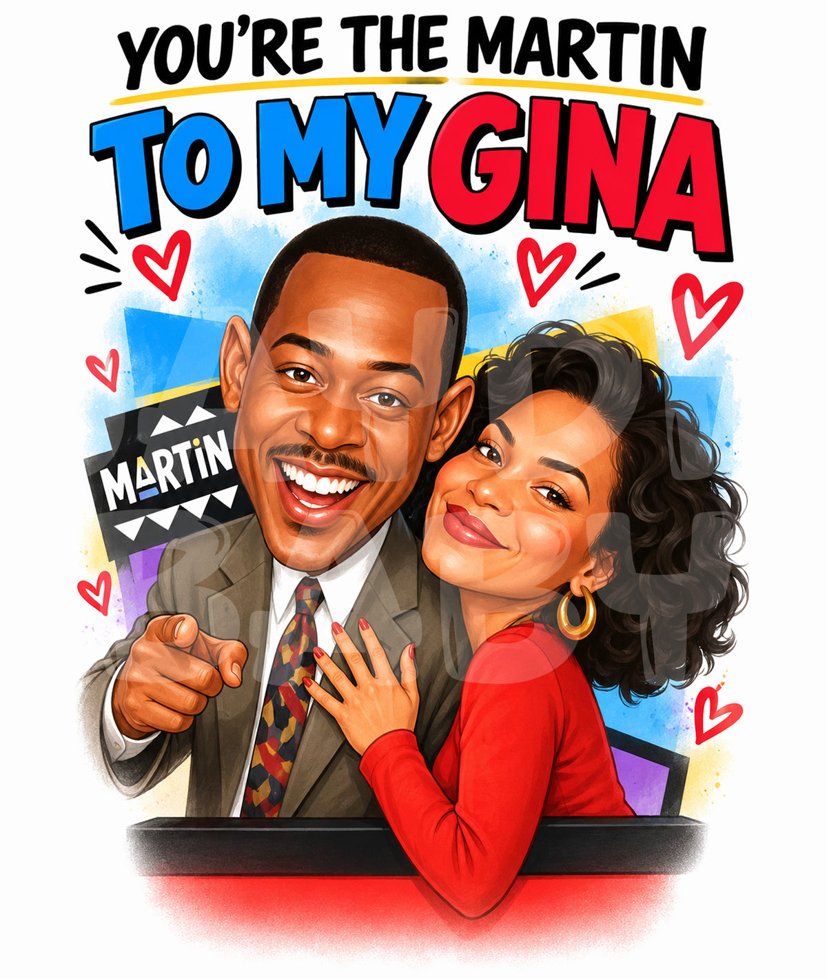 Funny Couple Birthday Card – You’re the Martin to My Gina – Romantic Retro TV Parody