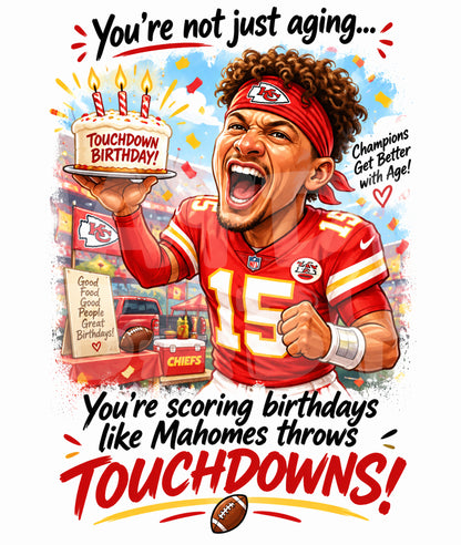 Funny Football Birthday Card – Scoring Birthdays Like Touchdowns – QB Parody Design