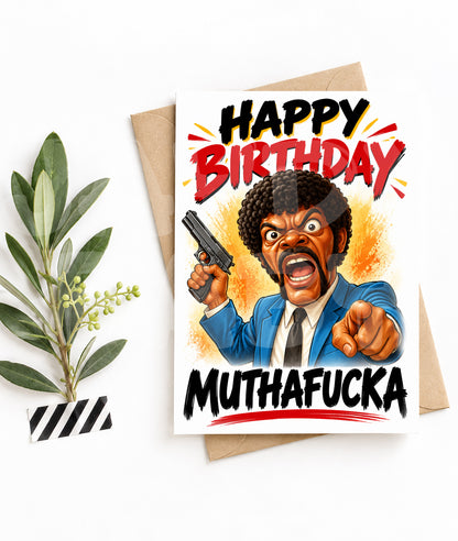 Funny Explicit Birthday Card – Cult Film Parody – Bold Greeting for Adult Friends – Hilarious Card with Attitude and Edge