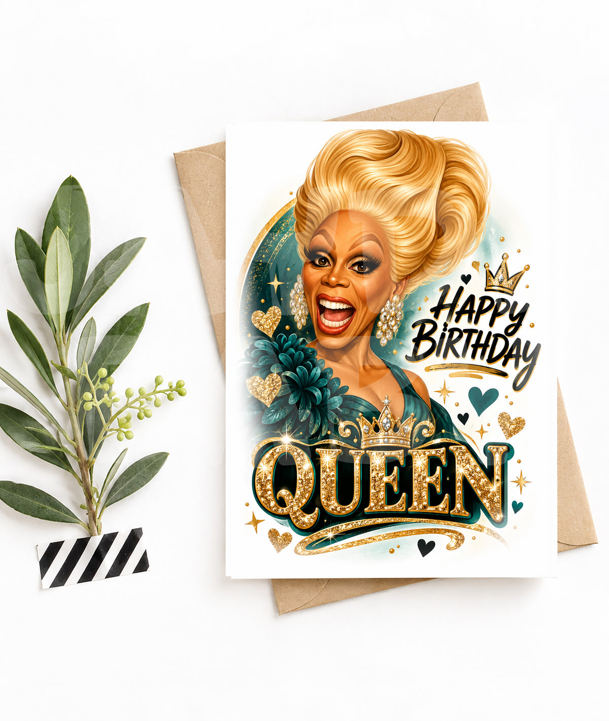 Funny Birthday Card for Her – “Happy Birthday Queen” Parody – Glam Drag-Inspired Greeting with Attitude and Sass