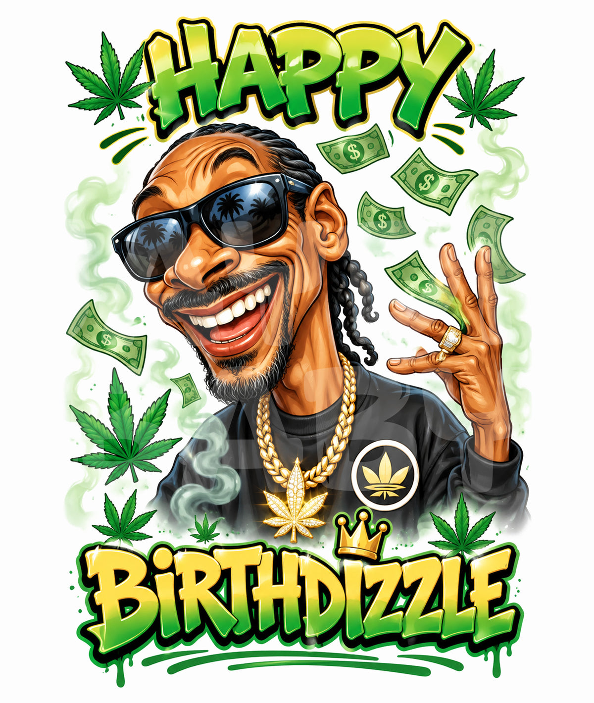 Funny Birthdizzle Card – West Coast Rapper Parody – Weed Money Birthday Card with Hip Hop Humor