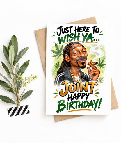 Funny Birthday Card – Joint Birthday Wish – Parody Rapper Smoking Card for Him or Her