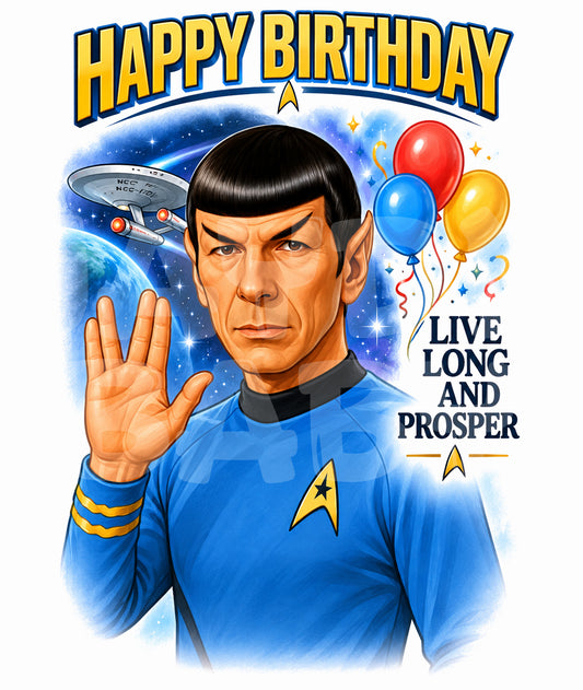 Funny Sci-Fi Birthday Card – Live Long and Prosper Parody – Geeky Card for Him or Her – Space Birthday Gift with Attitude