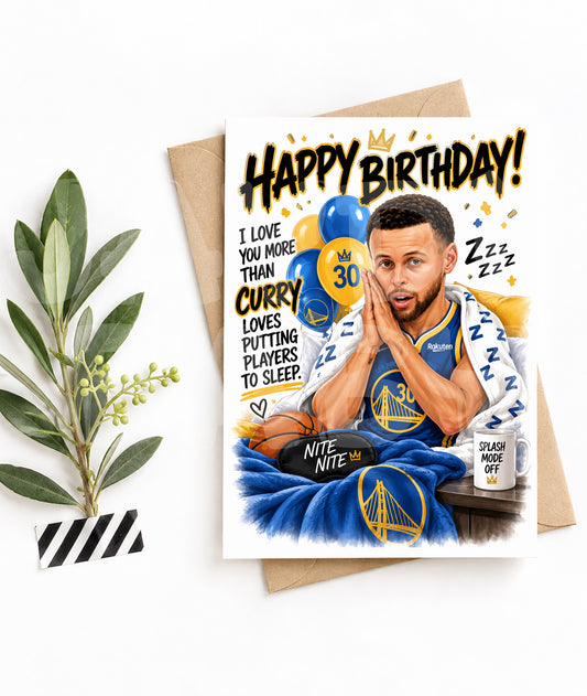 Funny Basketball Birthday Card | Sleep Celebration Parody Card | Nite Nite Meme Card for Him | Basketball Fan Greeting