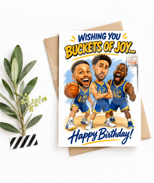 Funny Basketball Birthday Card – Buckets of Joy Greeting, Hoops-Themed Party Card for Him or Her